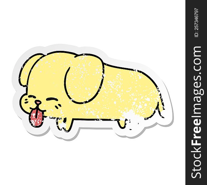 Distressed Sticker Cartoon Of Cute Kawaii Dog