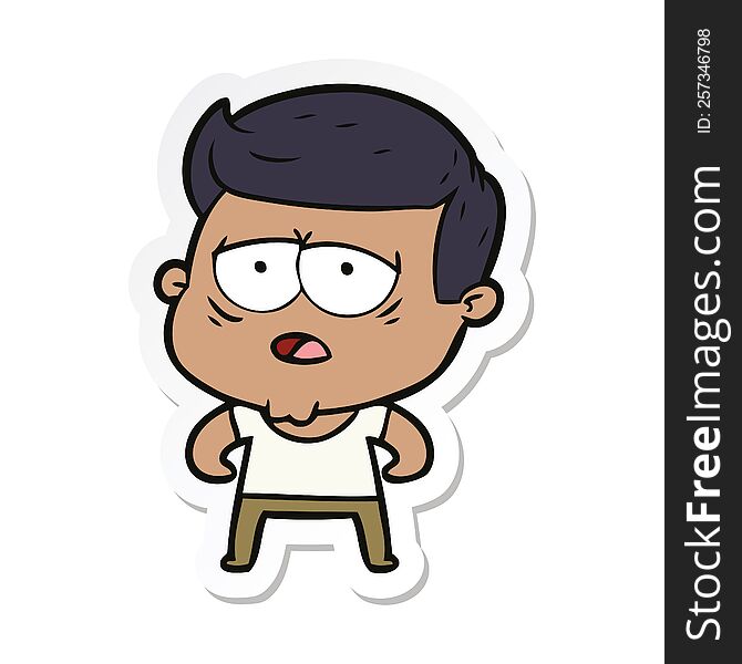 sticker of a cartoon tired man