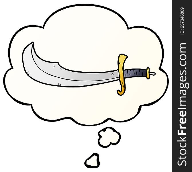 Cartoon Scimitar And Thought Bubble In Smooth Gradient Style