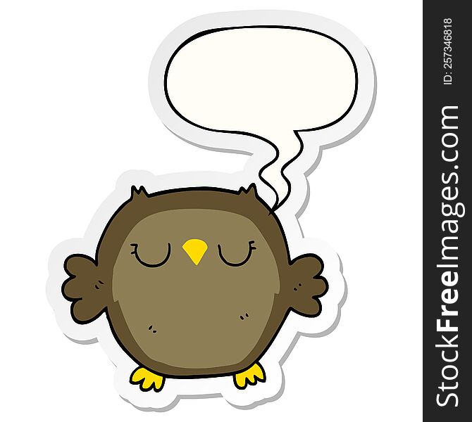 Cartoon Owl And Speech Bubble Sticker