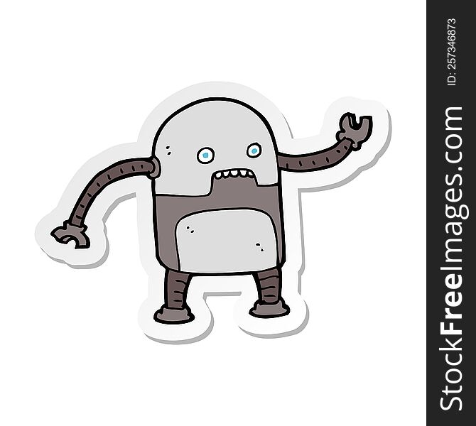 Sticker Of A Funny Cartoon Robot