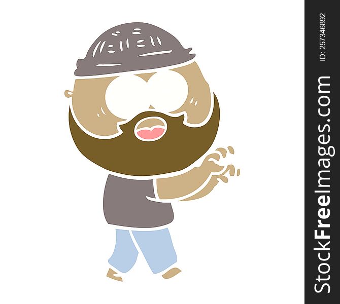 Flat Color Style Cartoon Bearded Man Grasping