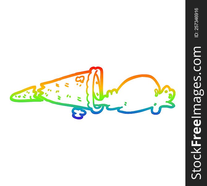 rainbow gradient line drawing of a cartoon dropped ice cream