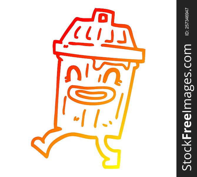 Warm Gradient Line Drawing Cartoon Waste Bin