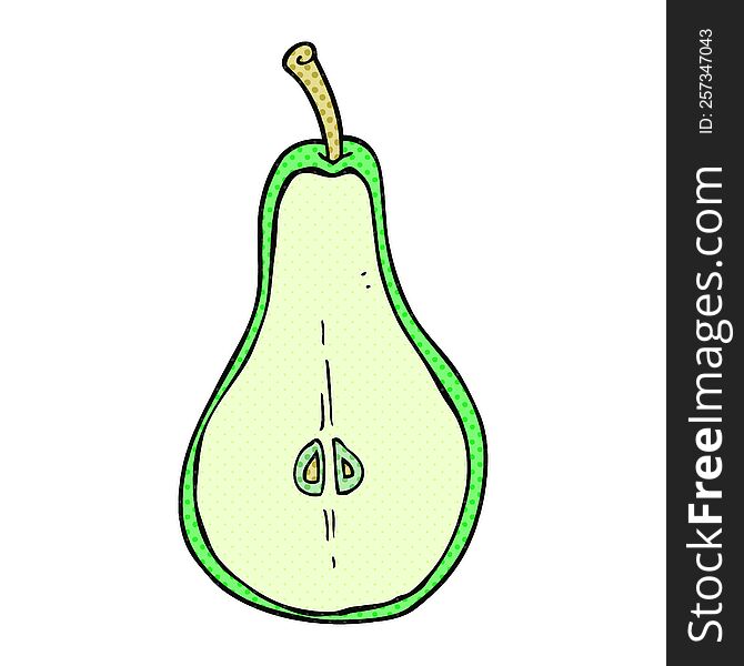 freehand drawn cartoon half pear