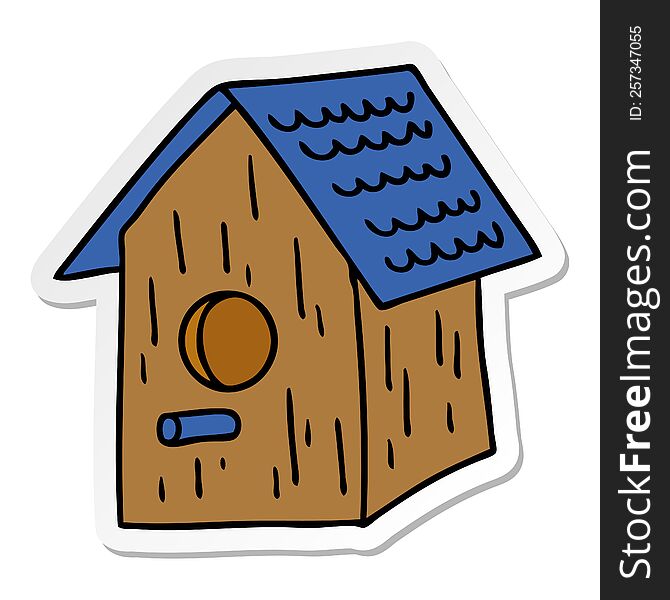 sticker cartoon doodle of a wooden bird house