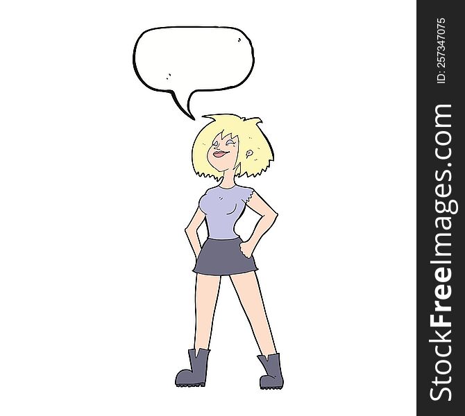 cartoon capable woman with speech bubble