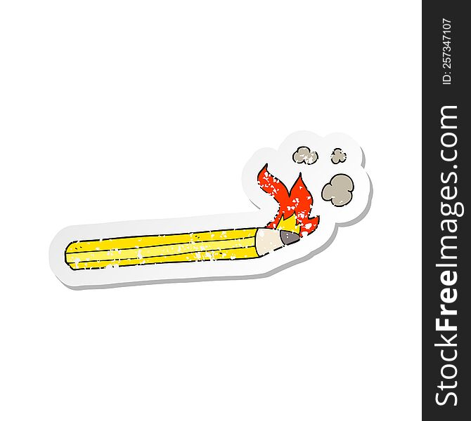 retro distressed sticker of a cartoon flaming pencil