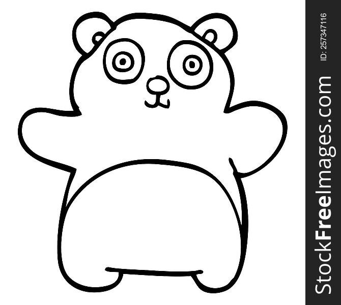 line drawing cartoon happy panda