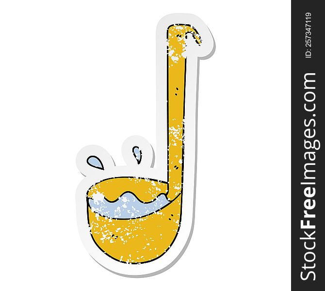 Distressed Sticker Of A Quirky Hand Drawn Cartoon Ladle
