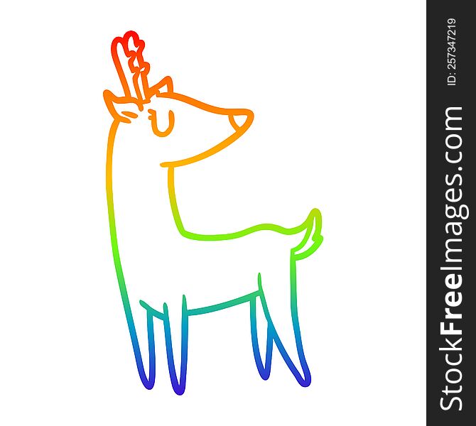 rainbow gradient line drawing of a Cartoon deer