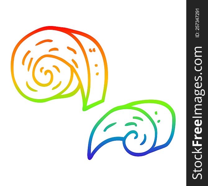 rainbow gradient line drawing of a cartoon swirl decorative elements