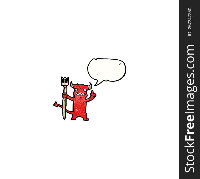 Cartoon Little Devil With Speech Bubble