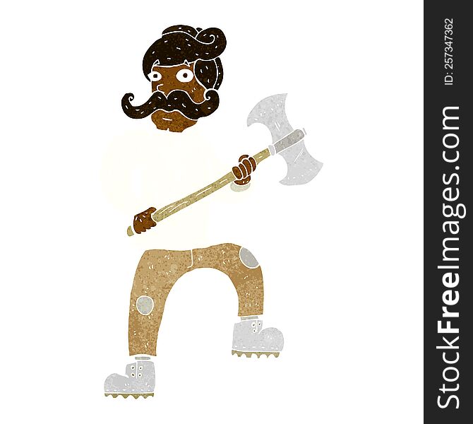 Cartoon Man With Axe