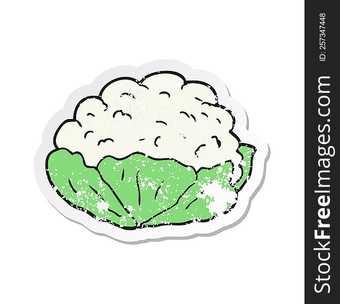 retro distressed sticker of a cartoon cauliflower