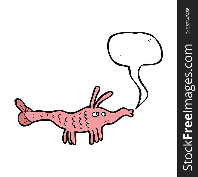 cartoon shrimp with speech bubble