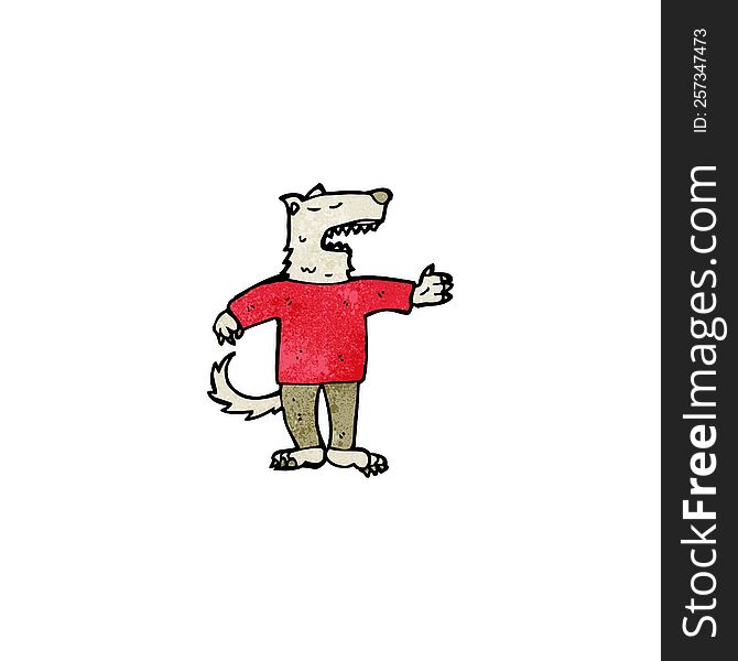 Cartoon Wolf In Human Clothing