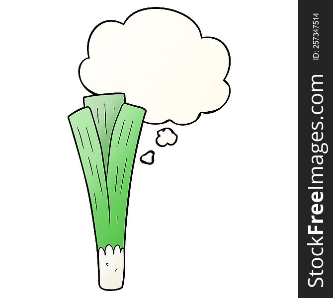 cartoon leek with thought bubble in smooth gradient style