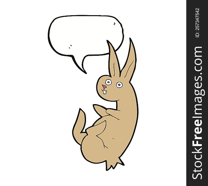 cue cartoon rabbit with speech bubble