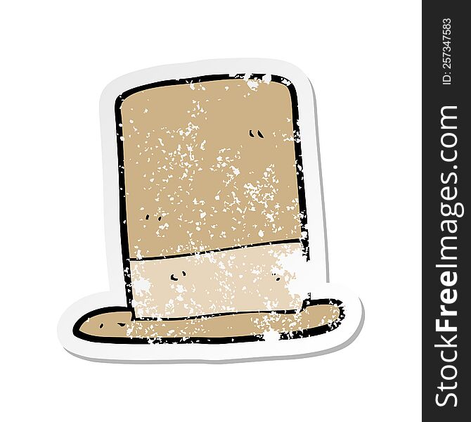 Retro Distressed Sticker Of A Cartoon Old Hat