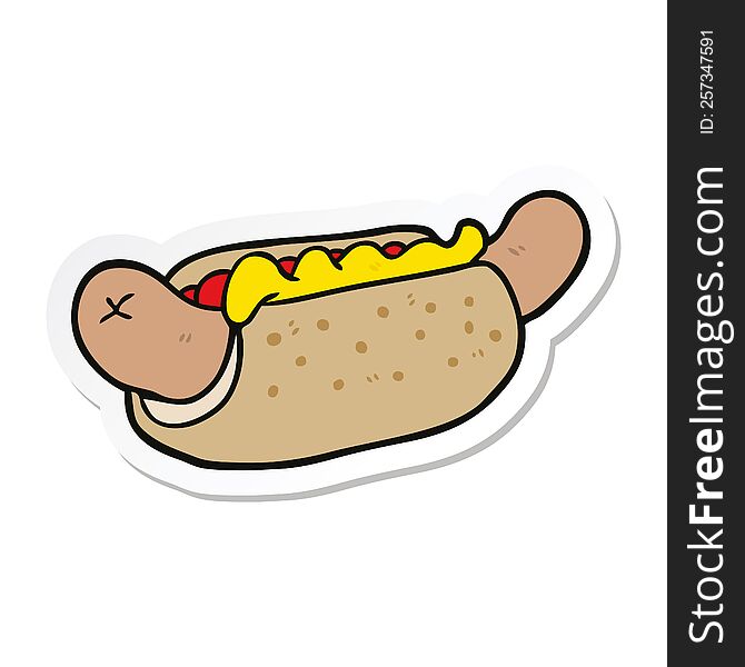 sticker of a cartoon hot dog