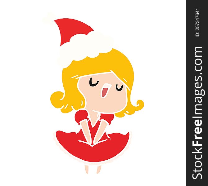 christmas cartoon of kawaii girl