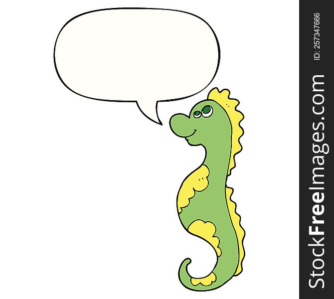 Cartoon Sea Horse And Speech Bubble