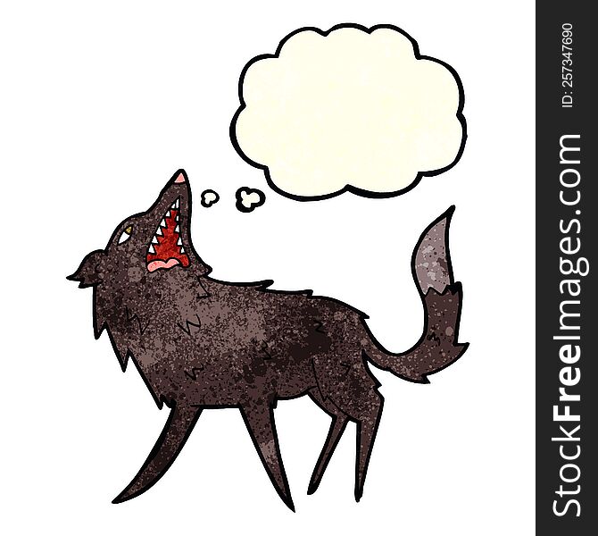 Cartoon Snapping Wolf With Thought Bubble