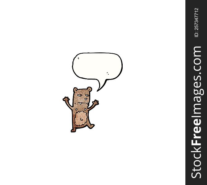 little bear with speech bubble cartoon