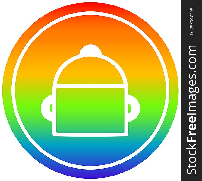 cooking pot circular icon with rainbow gradient finish. cooking pot circular icon with rainbow gradient finish