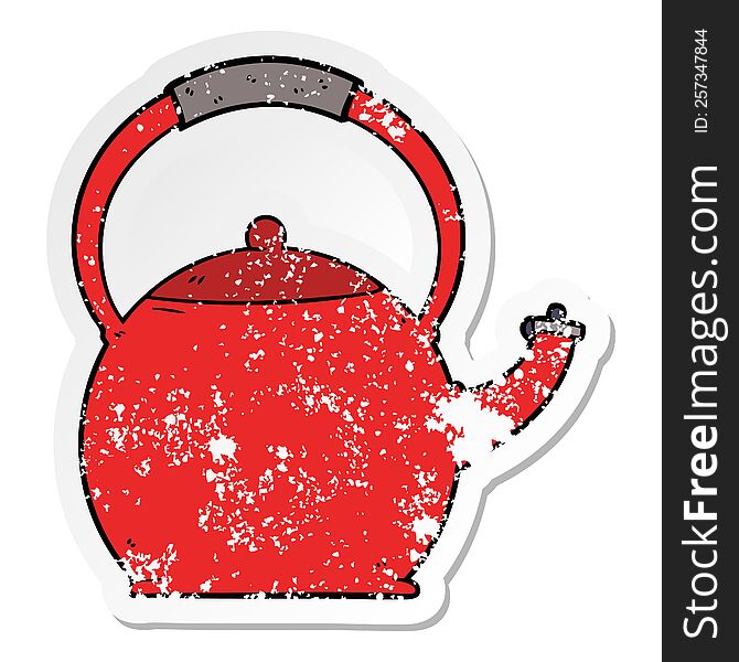 distressed sticker of a cartoon kettle