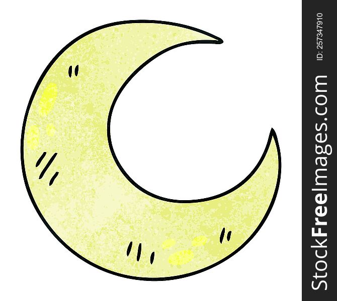 Quirky Hand Drawn Cartoon Crescent Moon