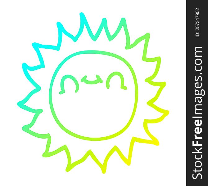 cold gradient line drawing of a cartoon sunshine