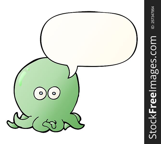 cartoon octopus with speech bubble in smooth gradient style