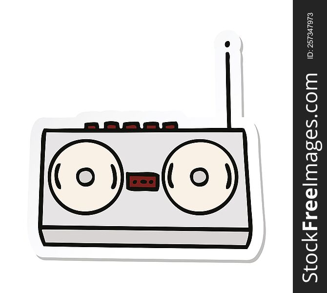 sticker of a cute cartoon retro radio