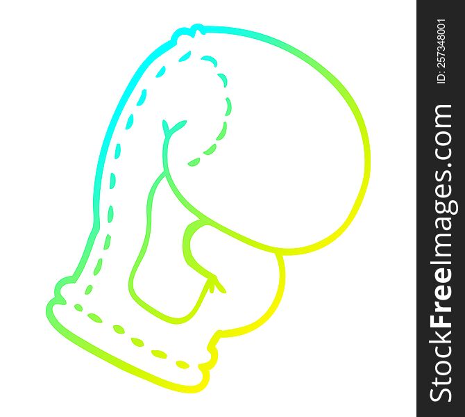cold gradient line drawing of a cartoon boxing glove