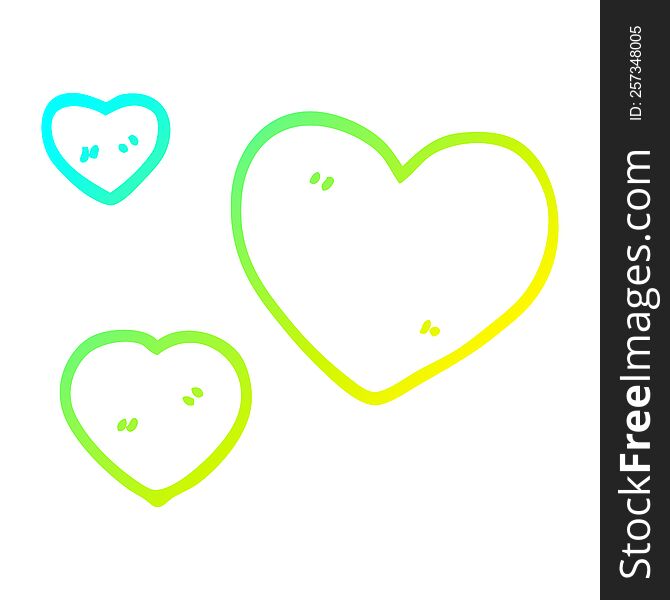 Cold Gradient Line Drawing Cartoon Love Hearts