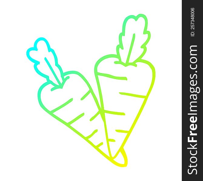 Cold Gradient Line Drawing Cartoon Carrots
