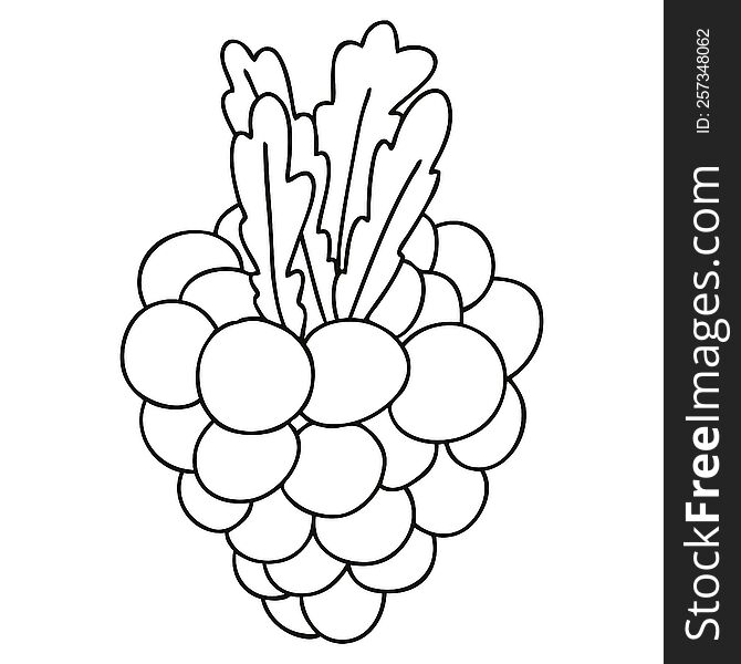 Quirky Line Drawing Cartoon Bunch Of Grapes