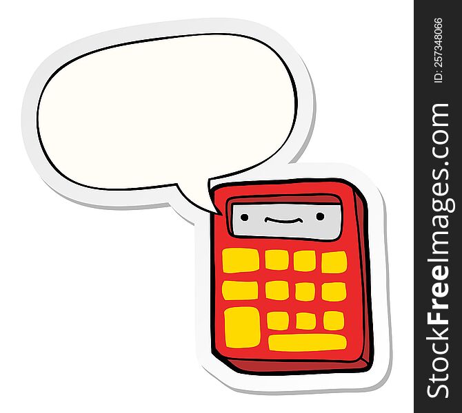 Cartoon Calculator And Speech Bubble Sticker
