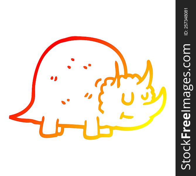 warm gradient line drawing of a cartoon prehistoric dinosaur