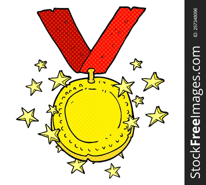 cartoon sparkling gold medal