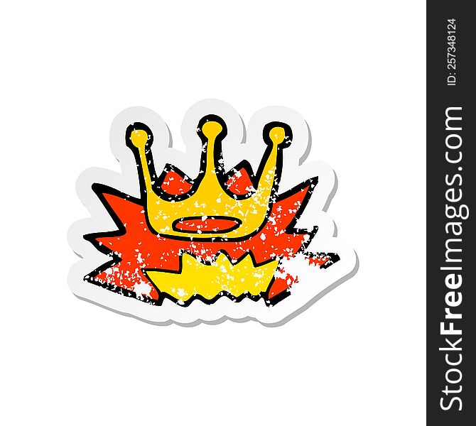retro distressed sticker of a cartoon crown symbol