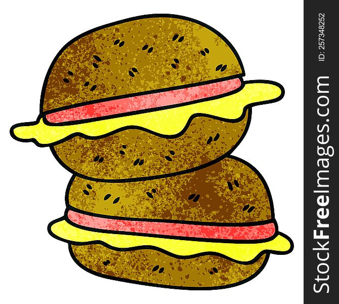 hand drawn quirky cartoon sandwich. hand drawn quirky cartoon sandwich