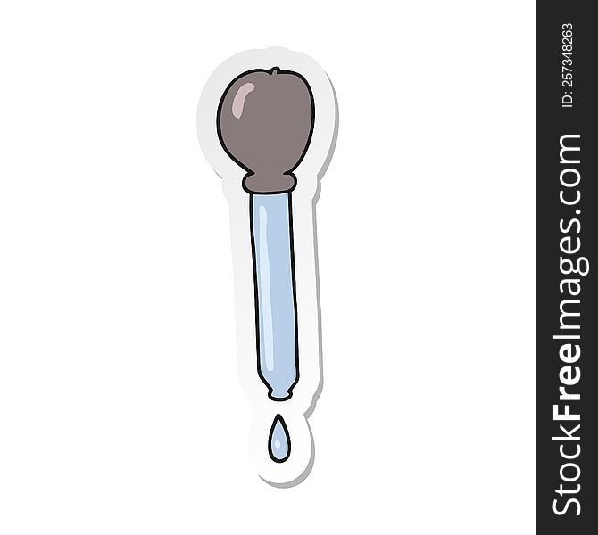 Sticker Of A Cartoon Pipette Dripping