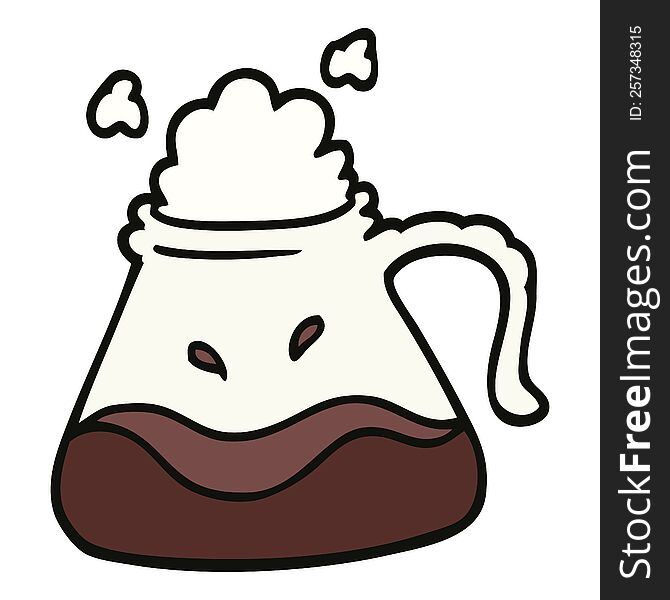 hand drawn doodle style cartoon coffee jug