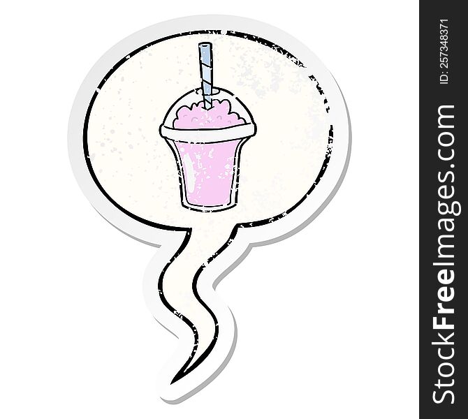 Cartoon Smoothie And Speech Bubble Distressed Sticker