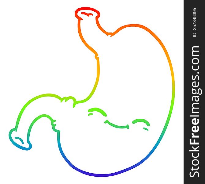 Rainbow Gradient Line Drawing Cartoon Stomach
