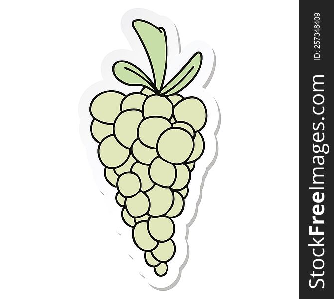 Sticker Of A Quirky Hand Drawn Cartoon Bunch Of Grapes