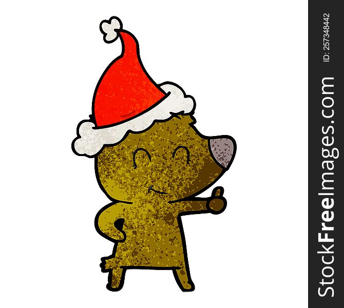 Female Bear Textured Cartoon Of A Wearing Santa Hat